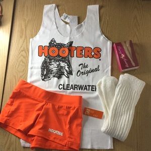 New Hooters Bundle Tank Shorts Hose Socks & Name Tag Small/XXXS